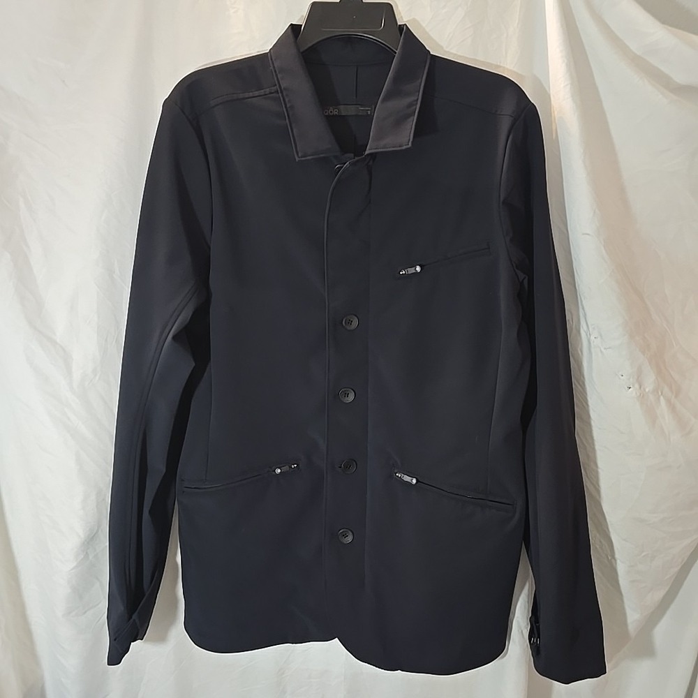 Qor Performance Suiting Softshell‎ Blazer Jacket Coat Men's Size S Black Stretch